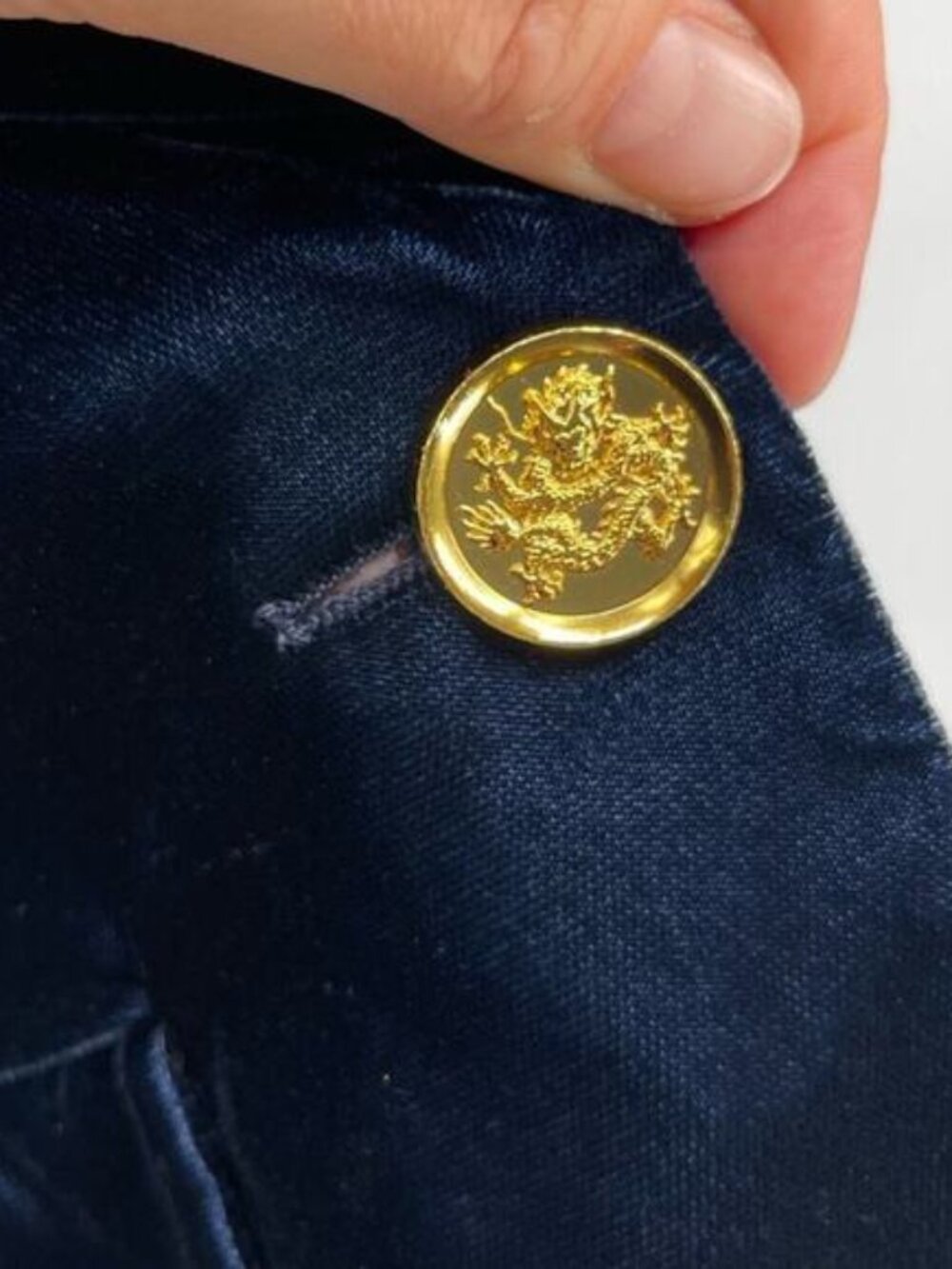 Smythe Sapphire Blue Peaked Lapel Velvet Structured Blazer size 4 - Picture 7 of 11